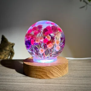 Crystal Ball Night Lamp with Dried Flowers