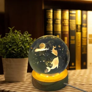 Crystal Dolphin & Moon Globe Night Lamp