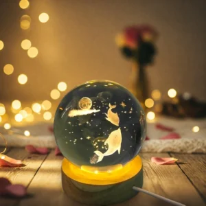 Crystal Dolphin & Moon Globe Night Lamp