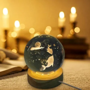 Crystal Dolphin & Moon Globe Night Lamp