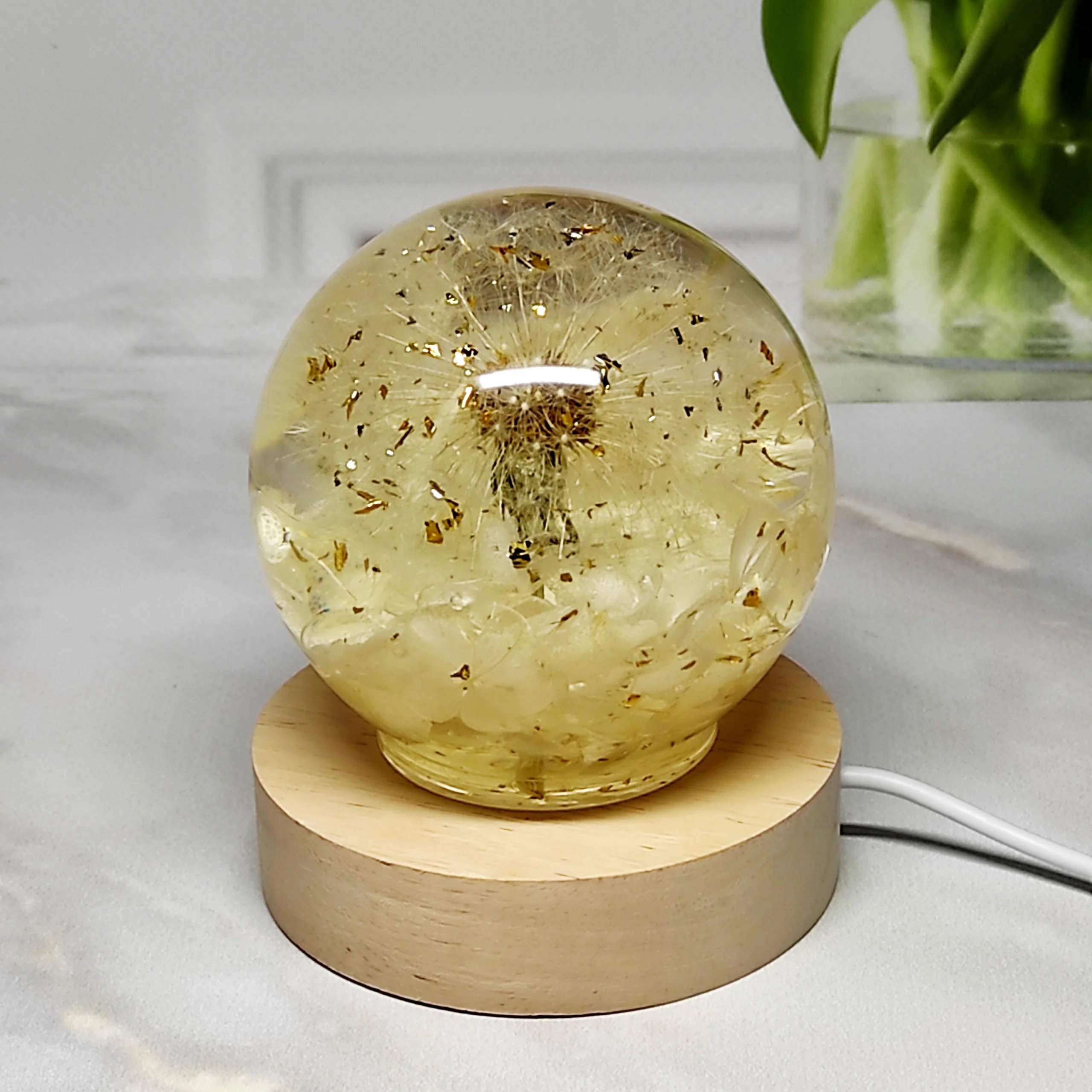 Dandelion Crystal Sphere Night Light Decor Dandelion Crystal Sphere Night Light Decor