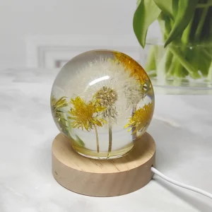 Dandelion Paperweight Crystal Sphere Decor