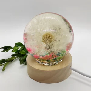 Dried Dandelion Crystal Sphere Resin Lamp