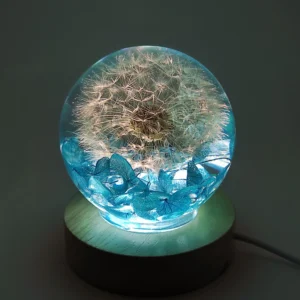 Dried Hydrangea Crystal Sphere Desk Lamp