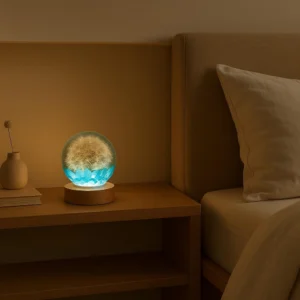 Dried Hydrangea Crystal Sphere Desk Lamp